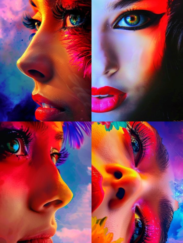 Neon Visions: A Surreal Beauty Collage