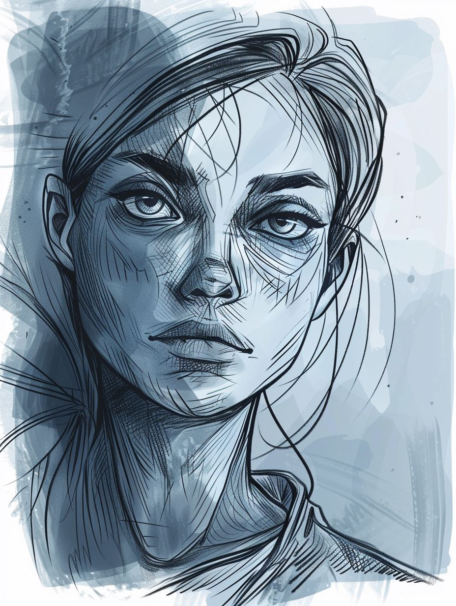 Ethereal Blue Ink Portraits - Image 3