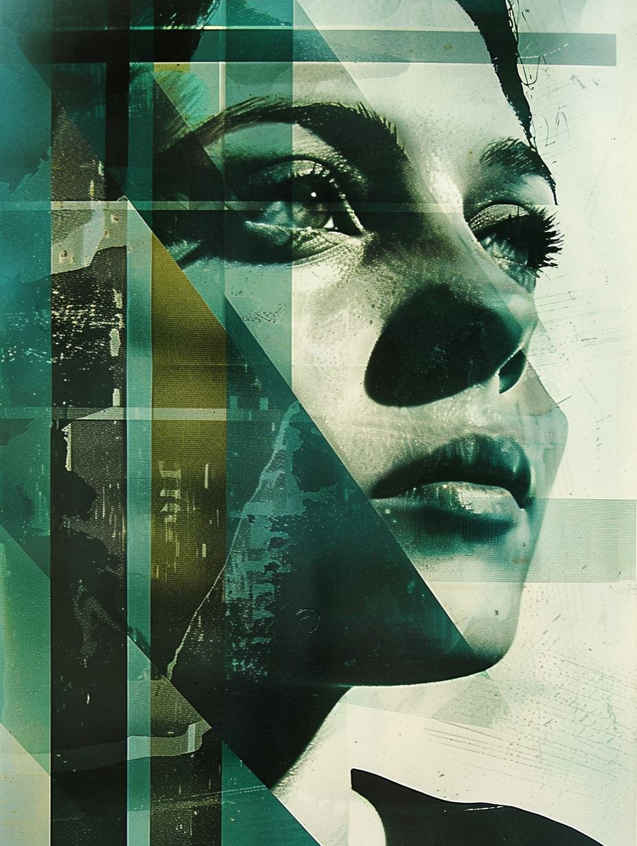 Abstract Teal Fragmented Portrait - Image 3