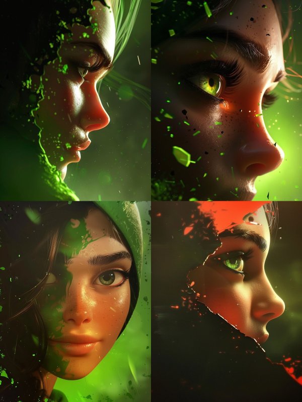 Ethereal Emerald Glow Portraits