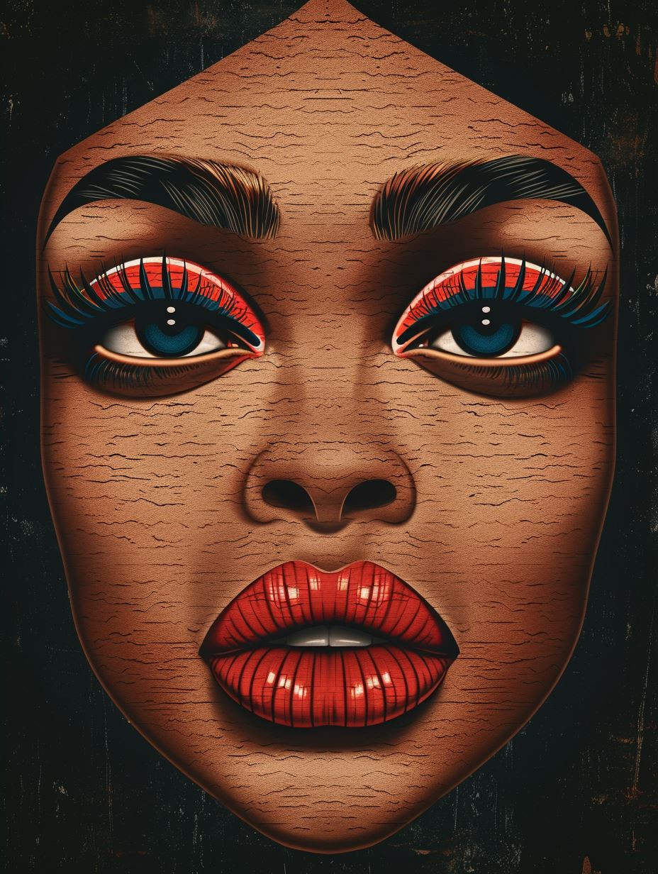 Crimson Accents Surreal Portrait - Image 2