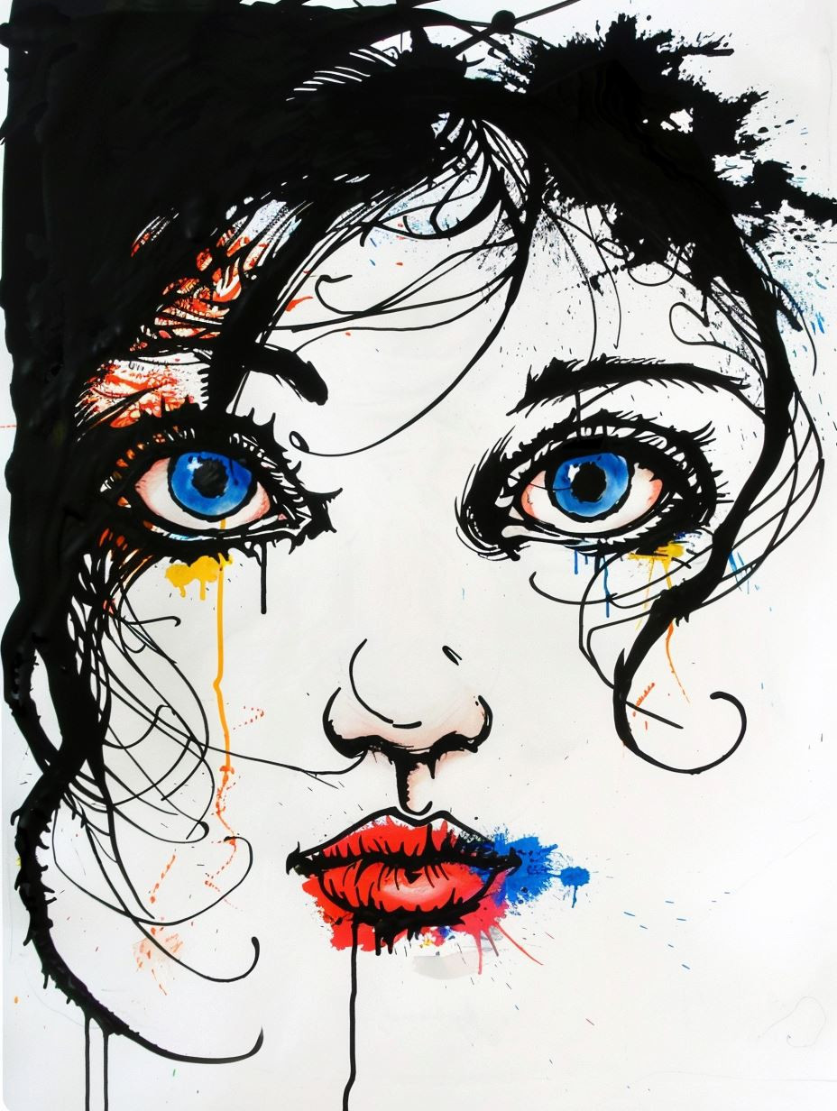 Expressive Ink and Watercolor Portraits - Image 3