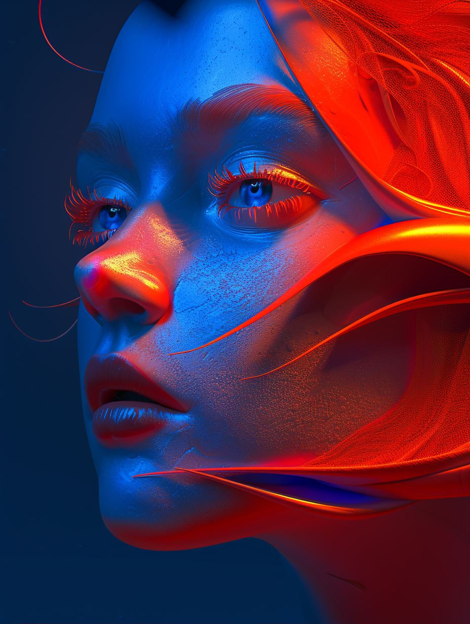 Neon Contrast Cybernetic Portrait - Image 2