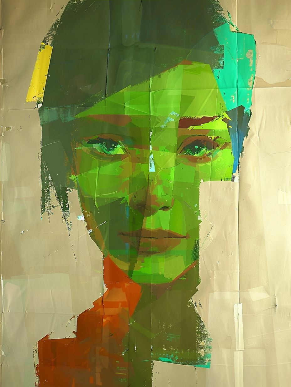 Digital Glitch Portraits in Green - Image 4