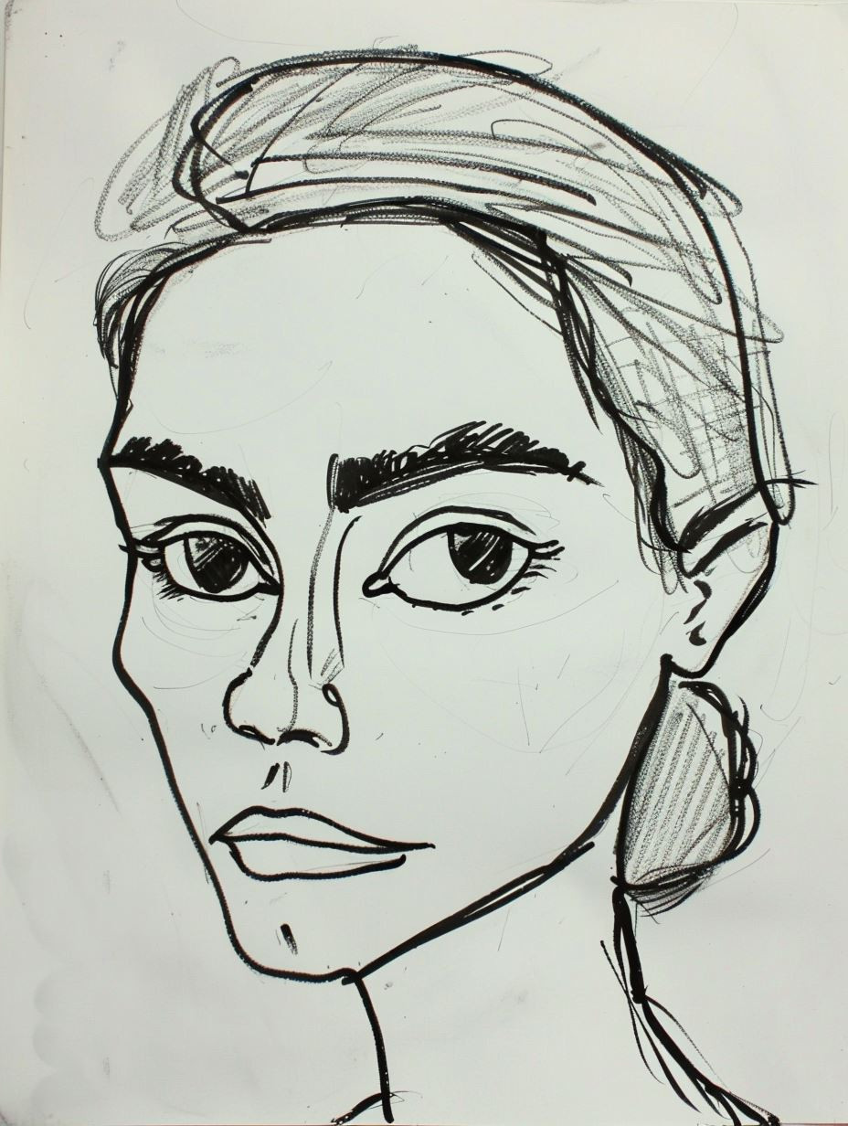 Ink Sketches of Feminine Faces - Image 4