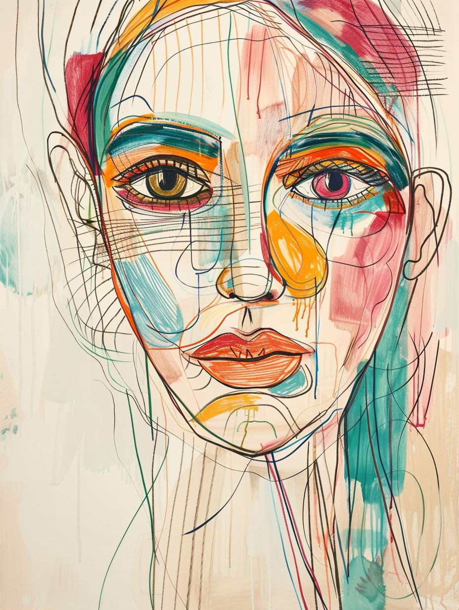 Fragmented Soul in Vibrant Lines - Image 1