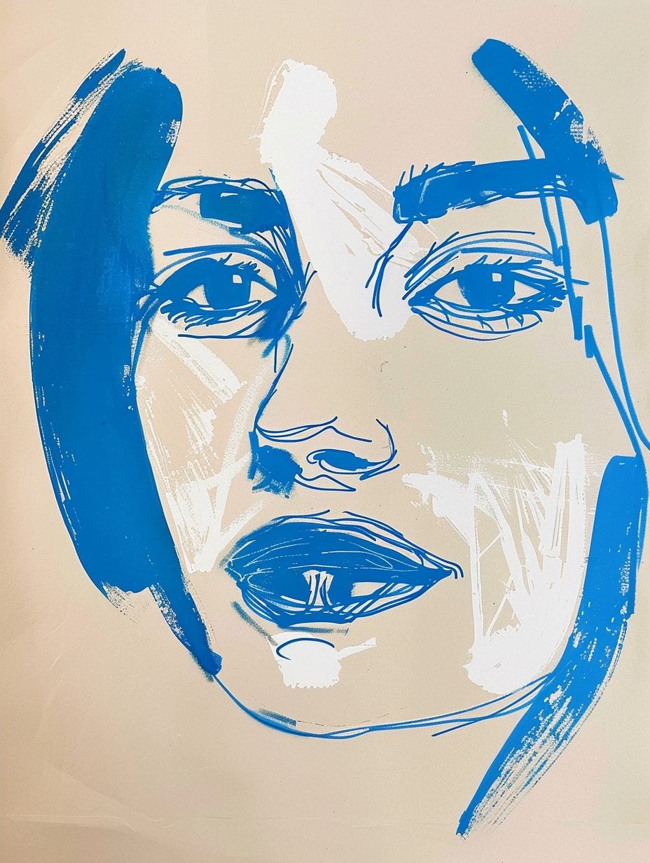 Azure Ink Portrait Study - Image 4