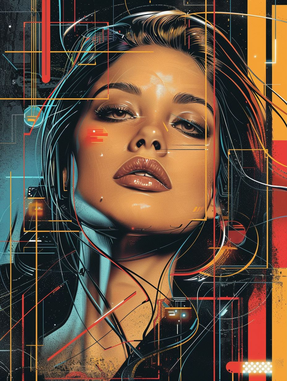 Cybernetic Neon Portrait Fusion