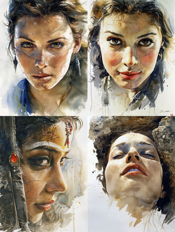 Whispers of the Soul: Watercolor Portraits