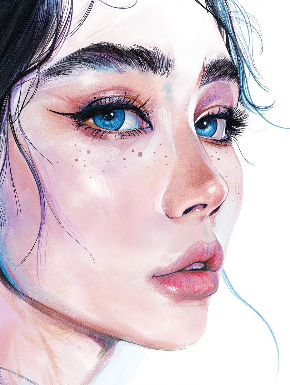 Ethereal Blue Pastel Portrait - Image 2