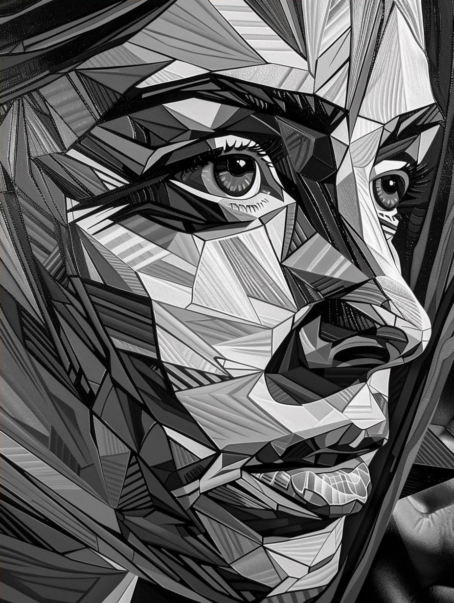Geometric Mosaic Portrait in Amber - Image 4