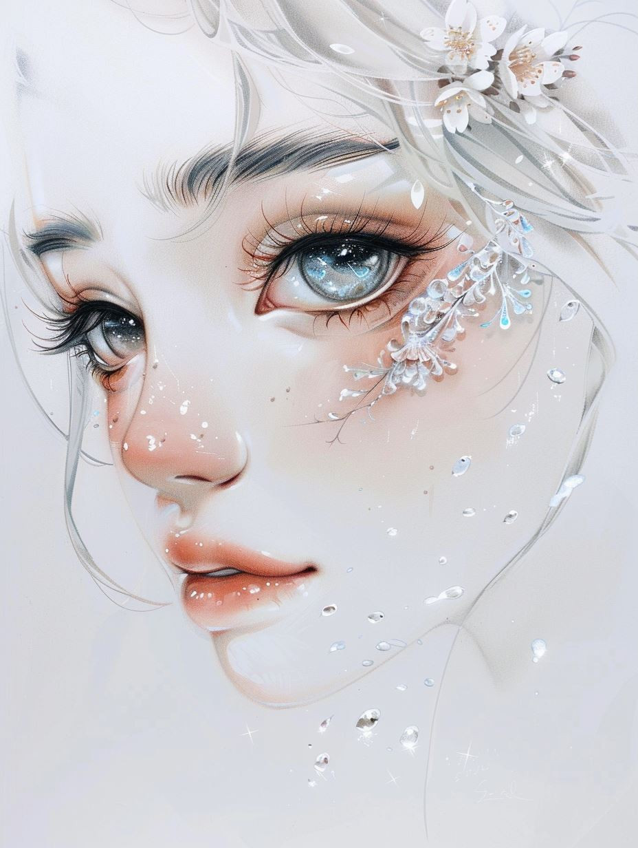 Ethereal Bloom Watercolor Portrait - Image 3