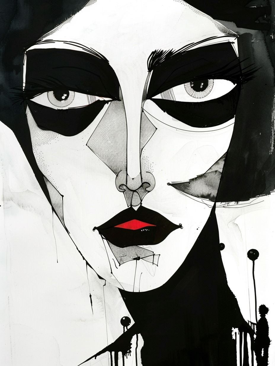 Noir Gothic Ink Portraits - Image 1