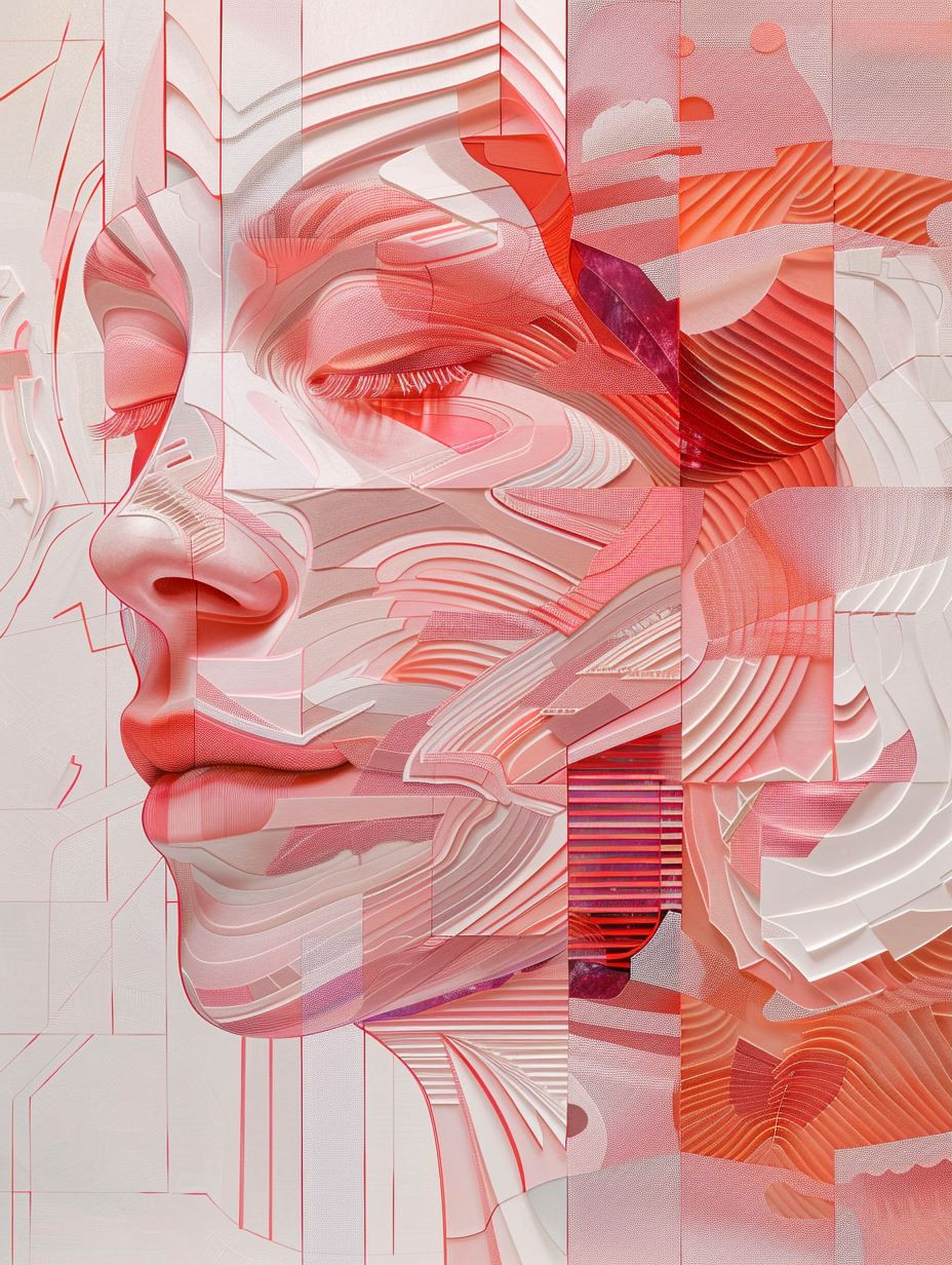 Fragmented Dreams in Coral Hues - Image 1