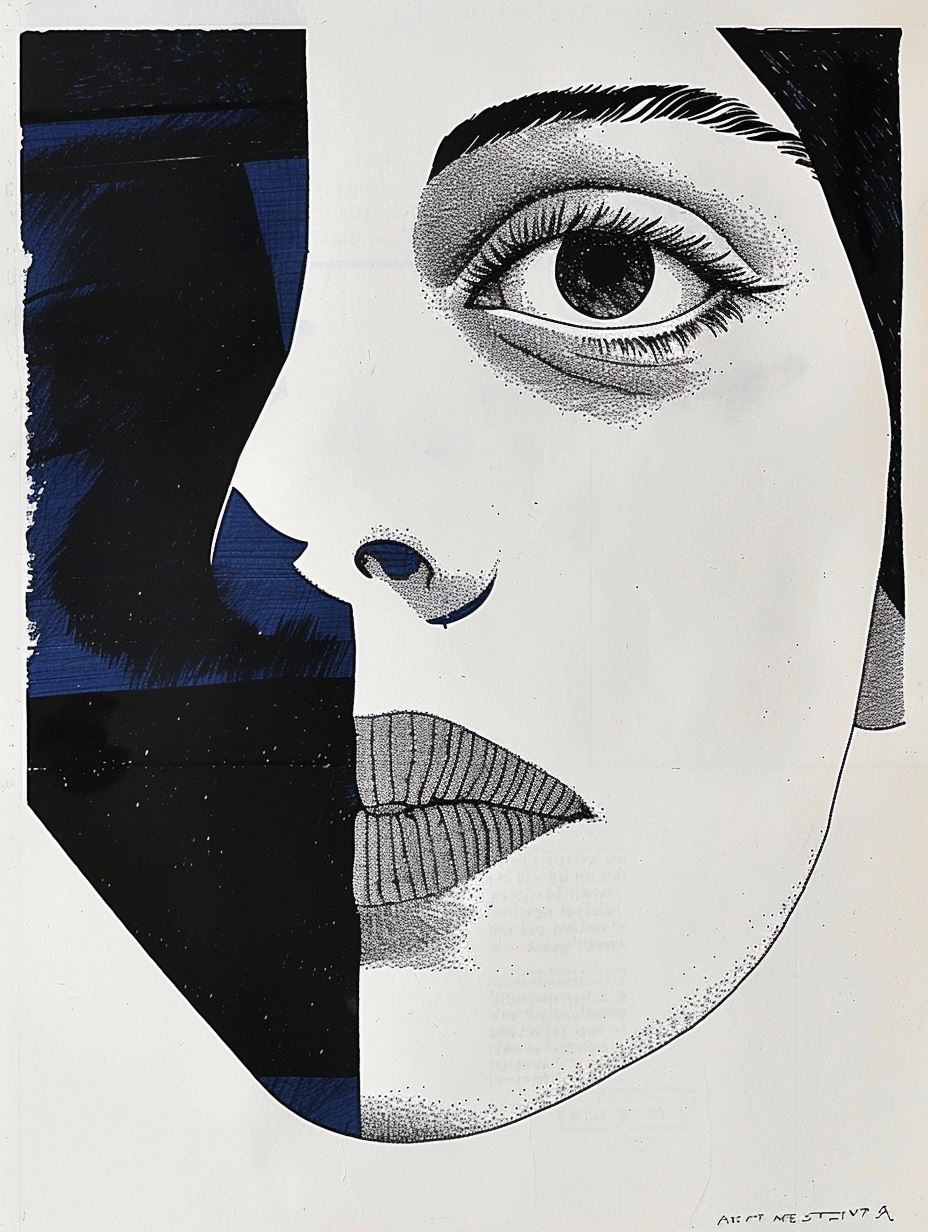 Stippled Contrast Portrait - Image 1