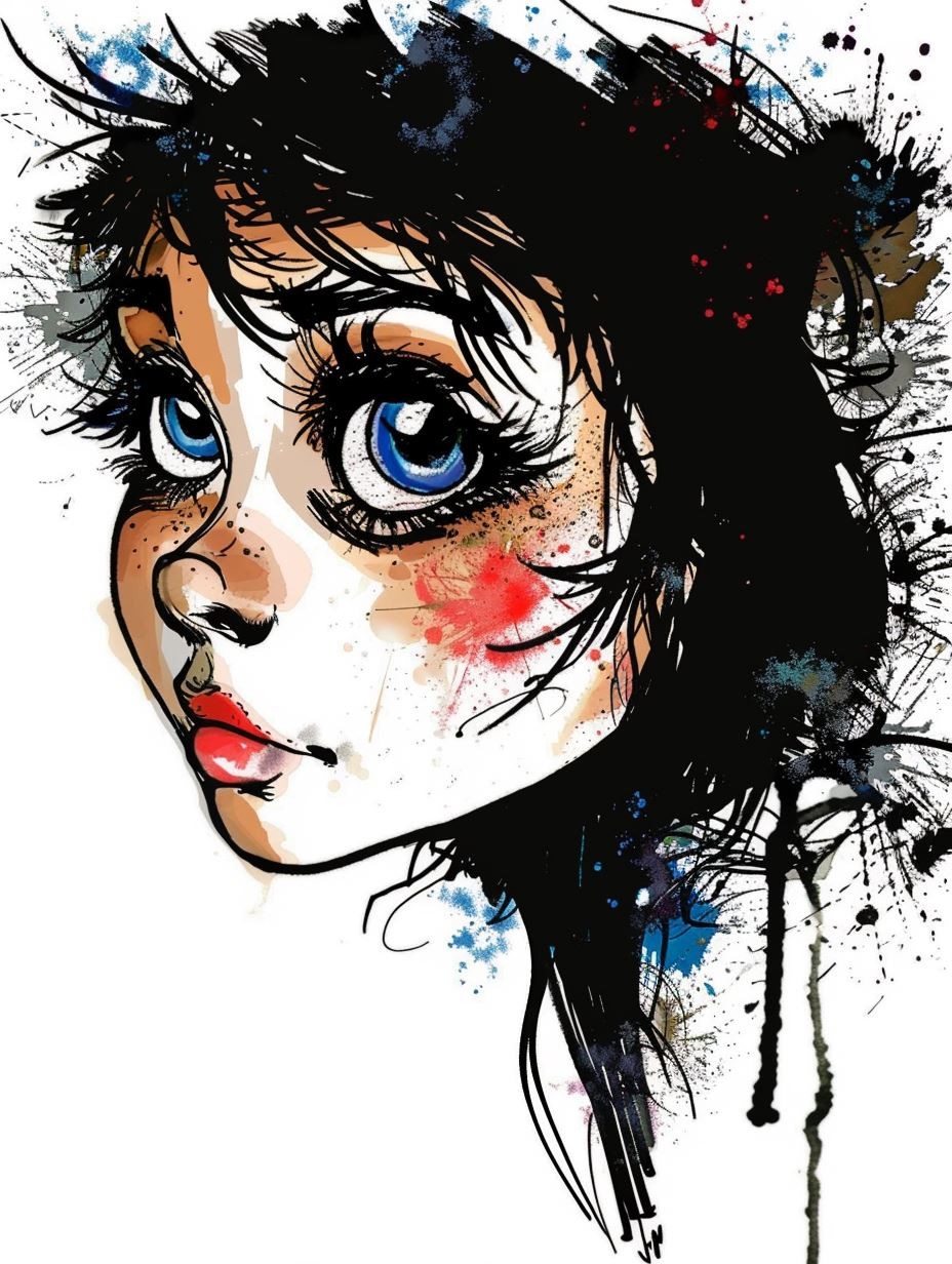 Expressive Ink and Watercolor Portraits - Image 1