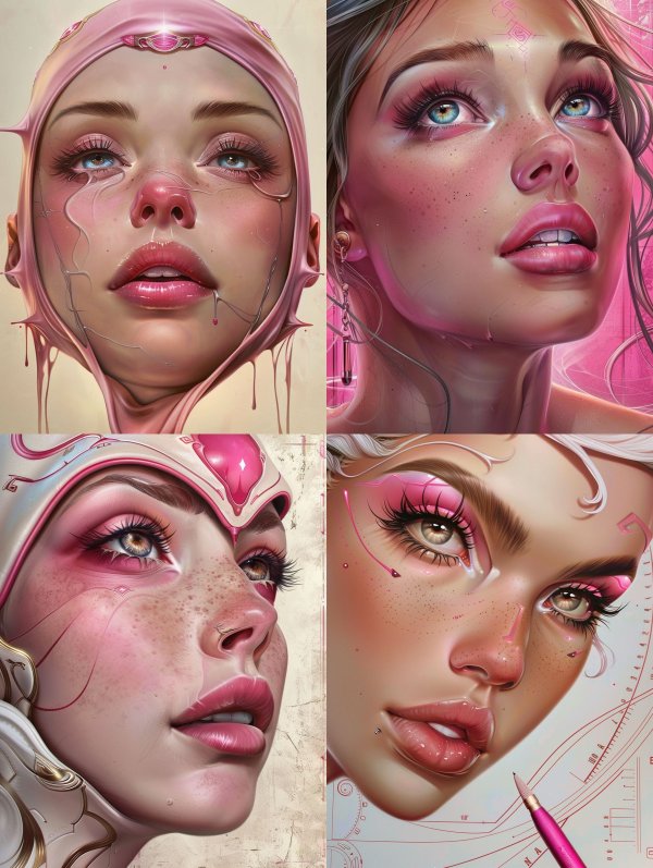 Ethereal Pink Digital Portraits