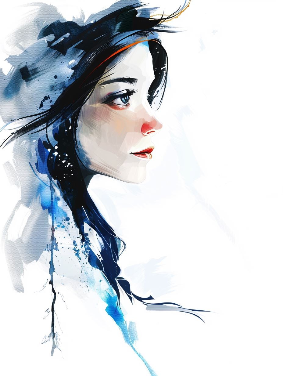 Azure Ethereal Digital Portrait - Image 3