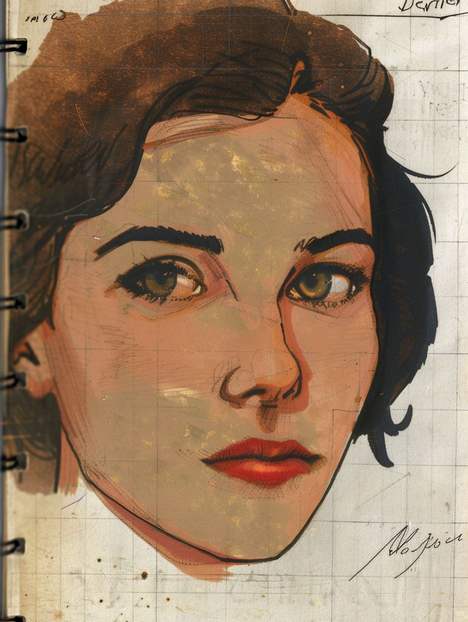 Vintage Sketchbook Portrait Studies - Image 3