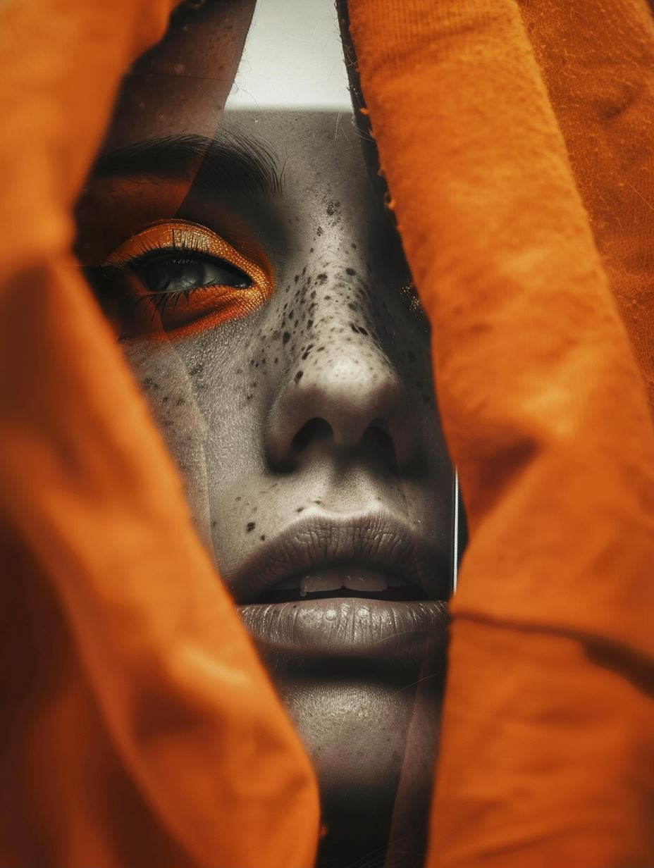 Fragmented Gaze in Amber Hues - Image 1