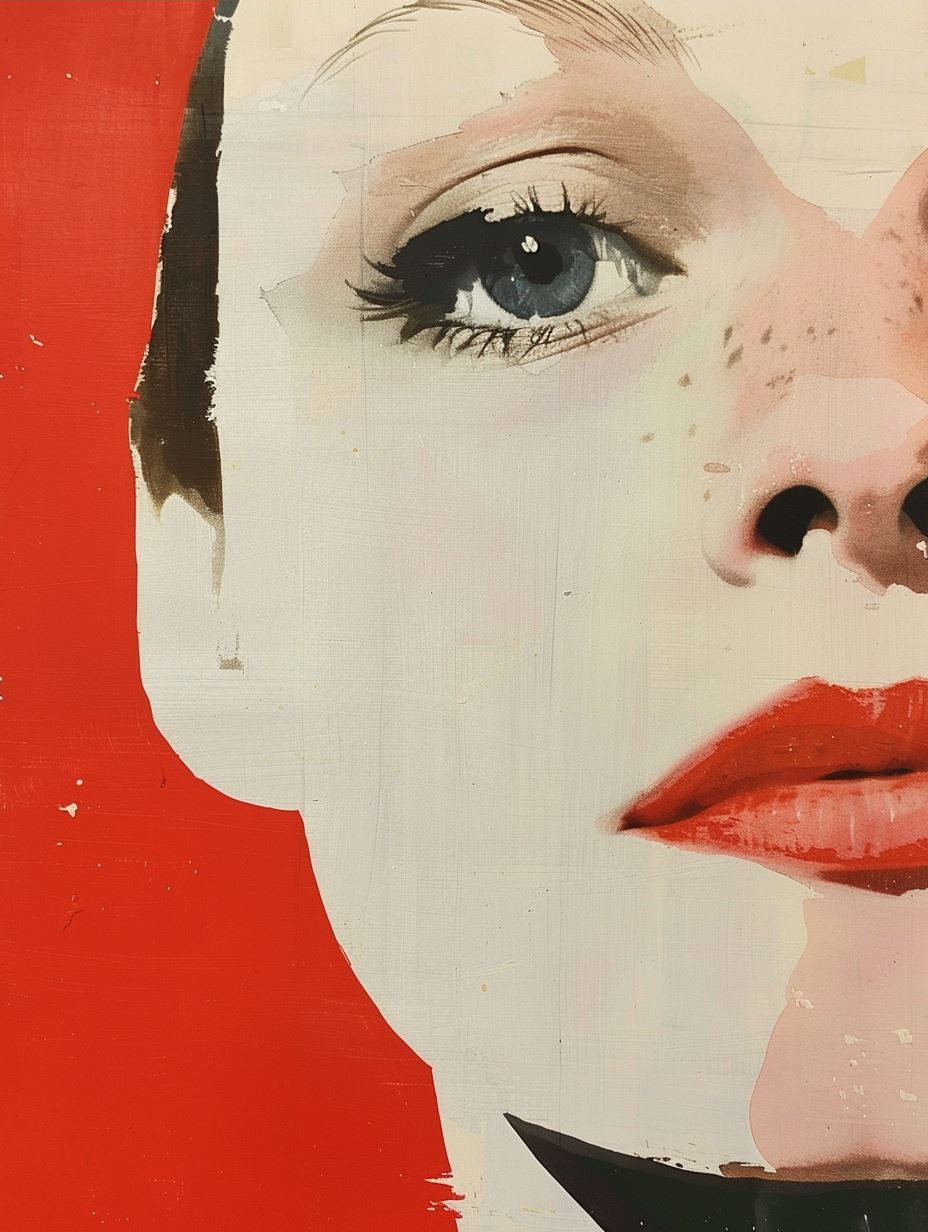 Fragmented Beauty in Red and White - Image 3