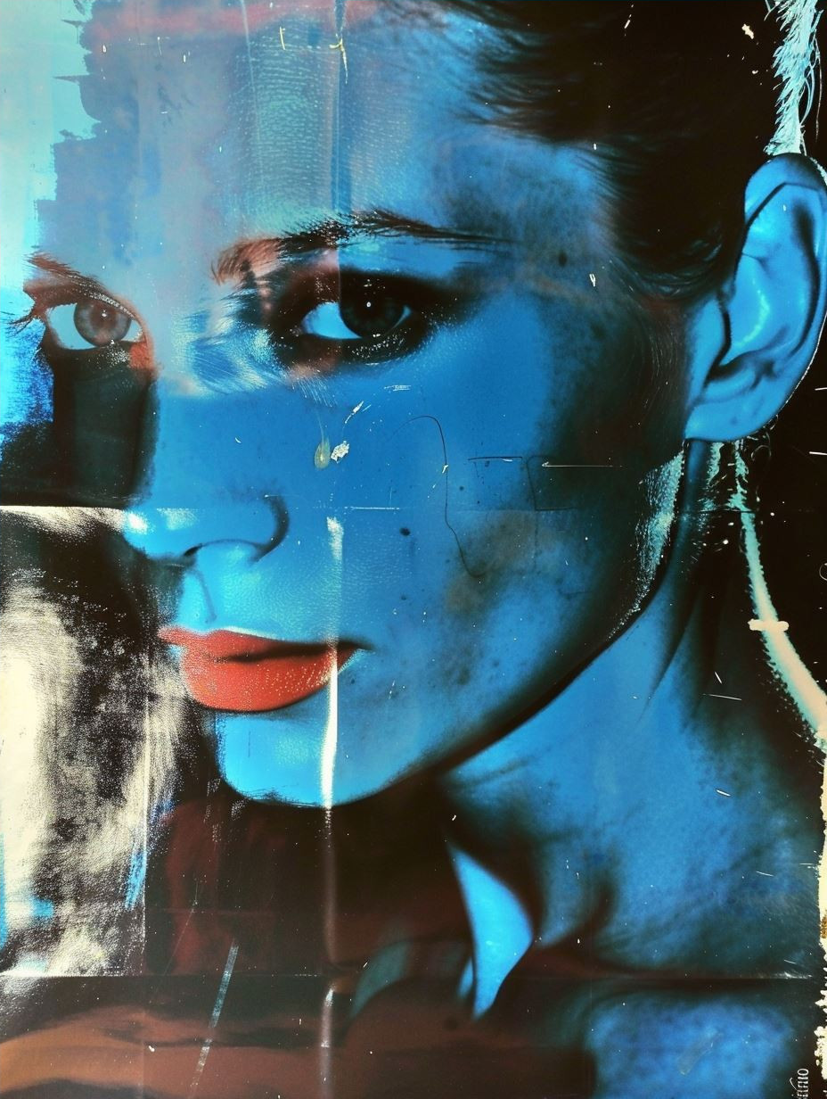 Fragmented Blue Neon Portraits - Image 4