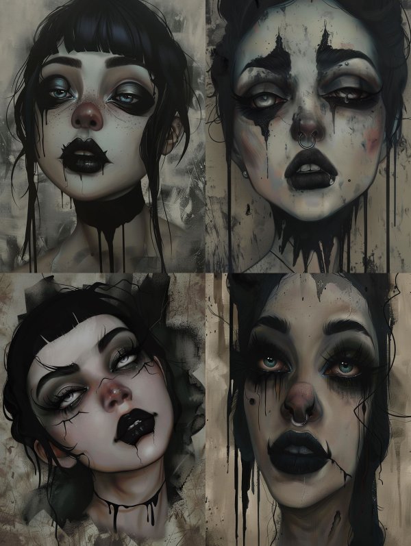 Haunting Gothic Clown Portraits