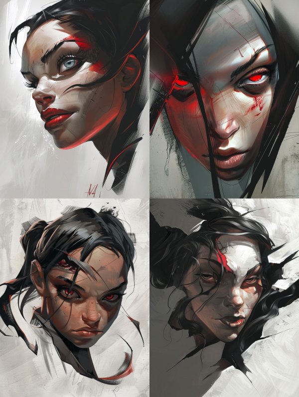 Crimson Edge Digital Portrait