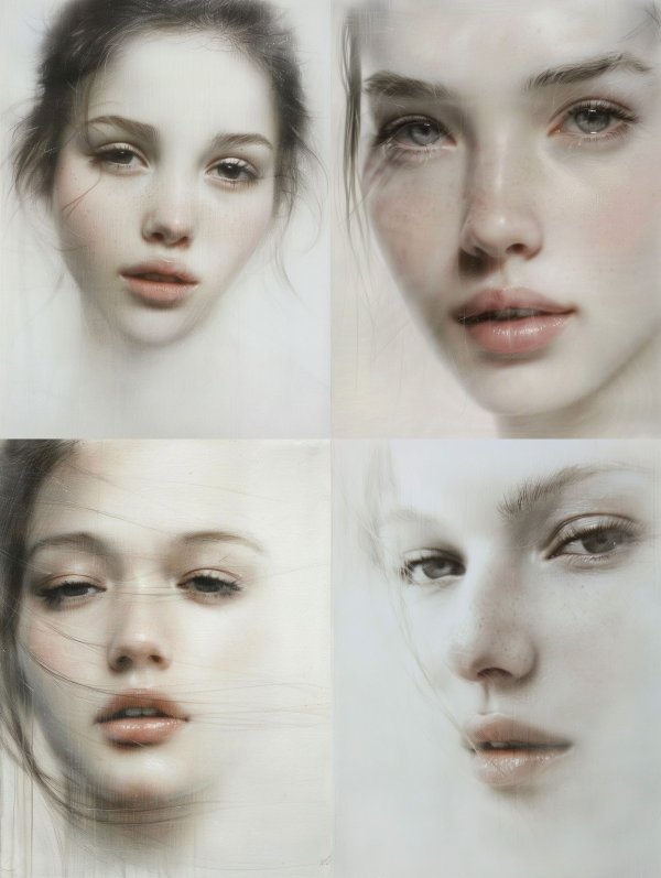 Ethereal Gazes in Soft Charcoal
