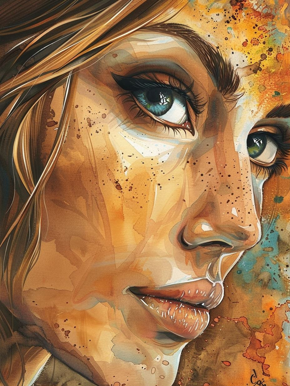 Golden Hour Watercolor Portrait - Image 1
