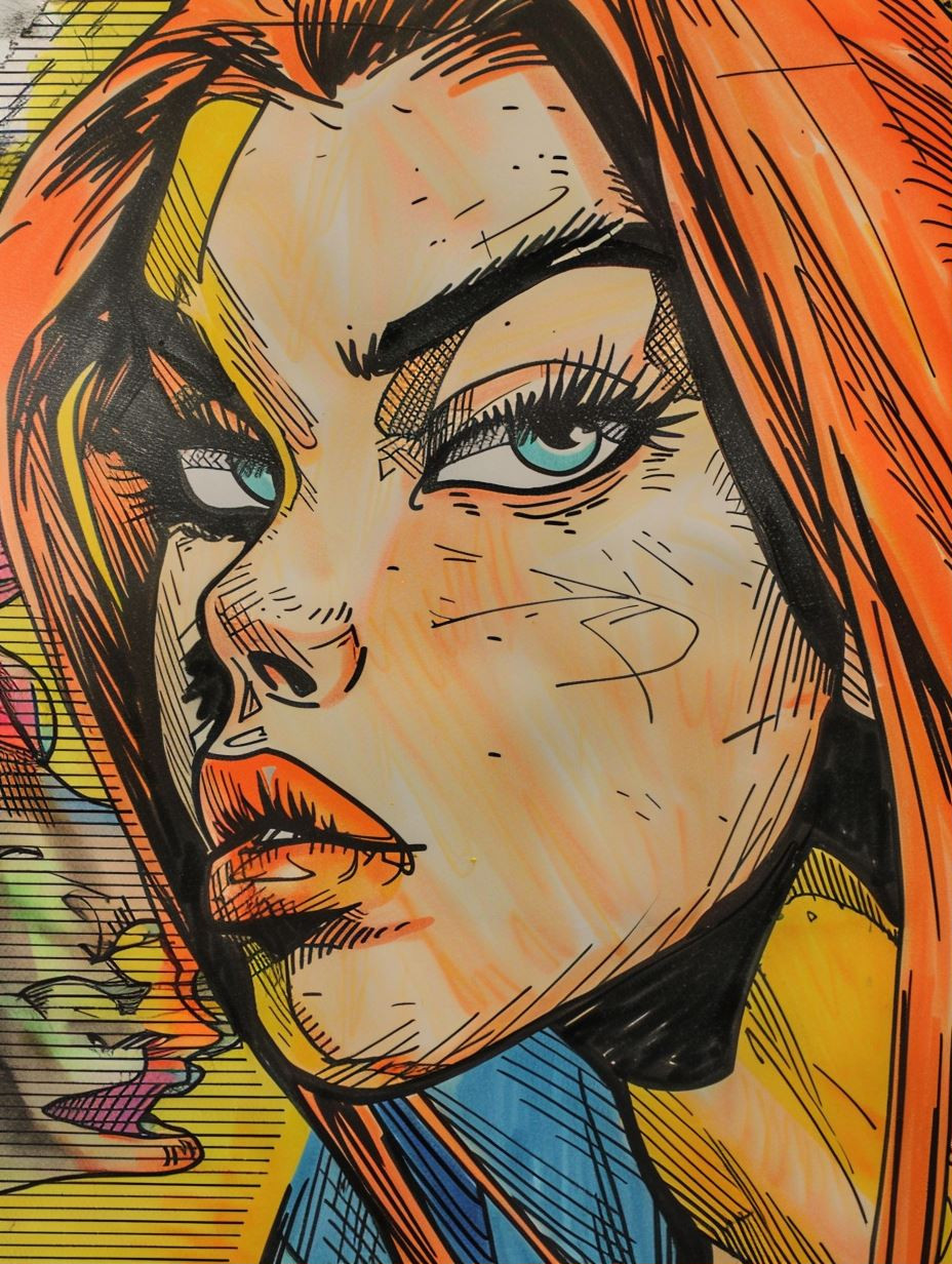 Vibrant Comic Ink Portrait - Image 1
