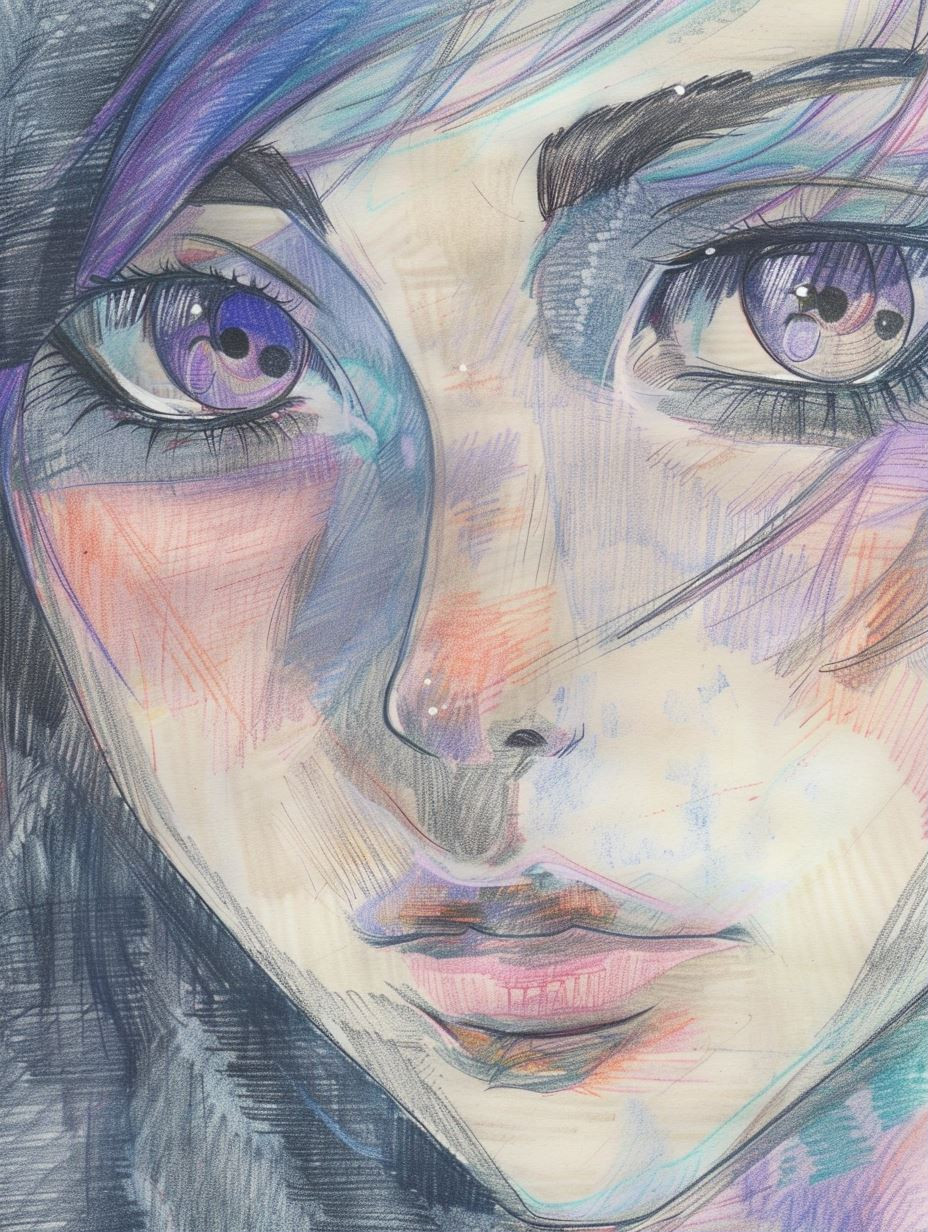 Ethereal Visions of a Purple-Haired Muse - Image 1
