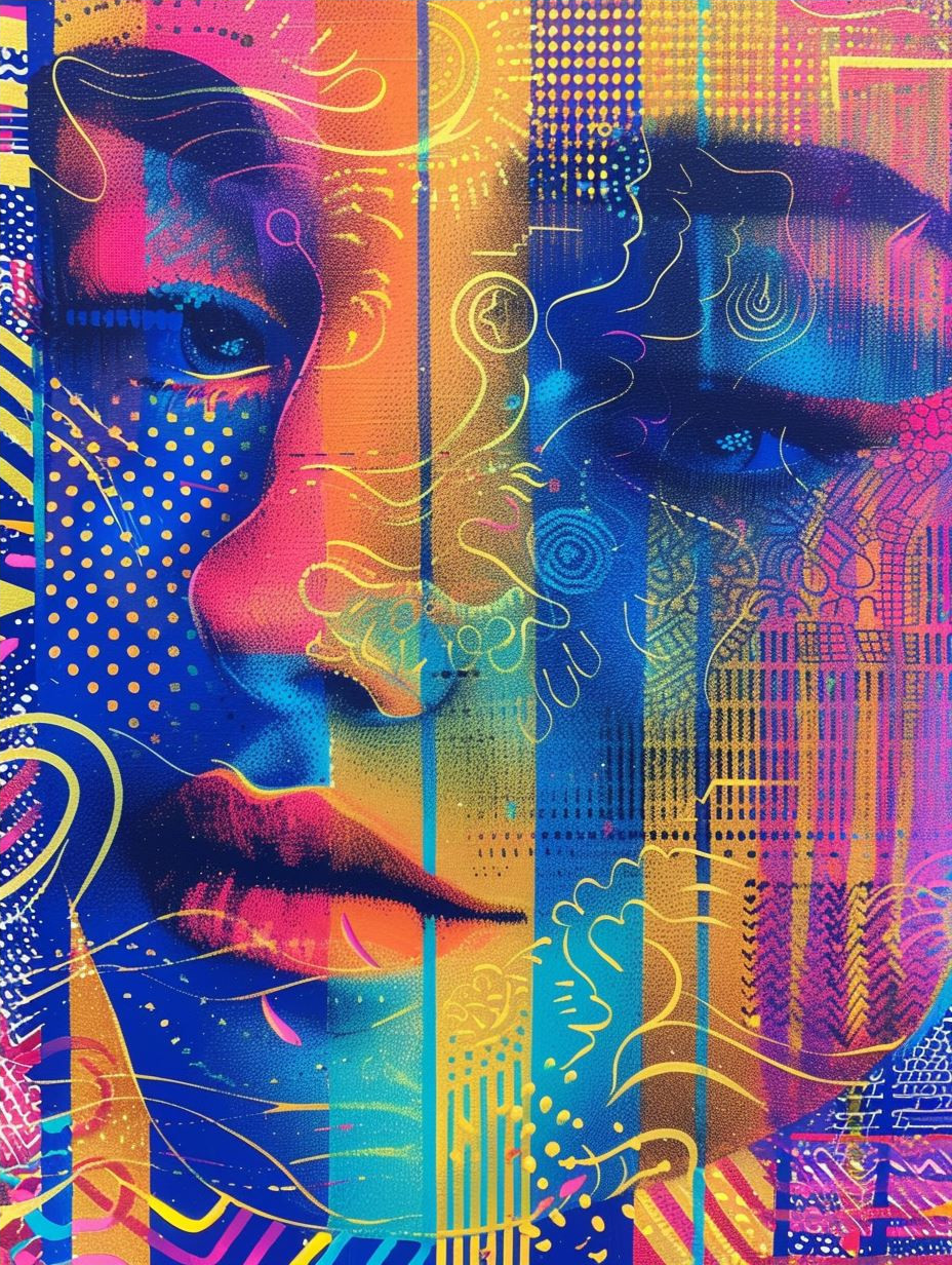 Neon Digital Flora Portrait - Image 4