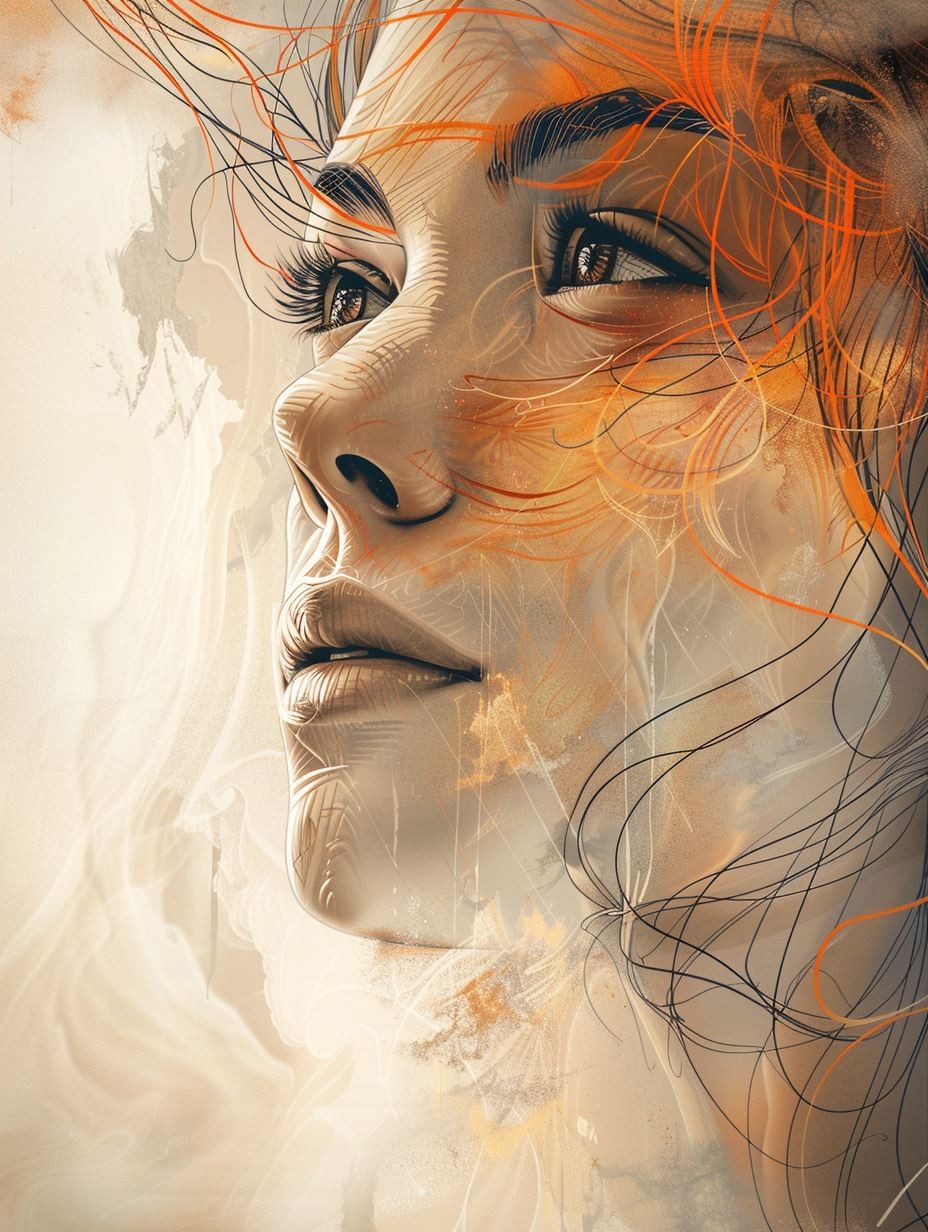 Ethereal Amber Fragmented Portrait - Image 4