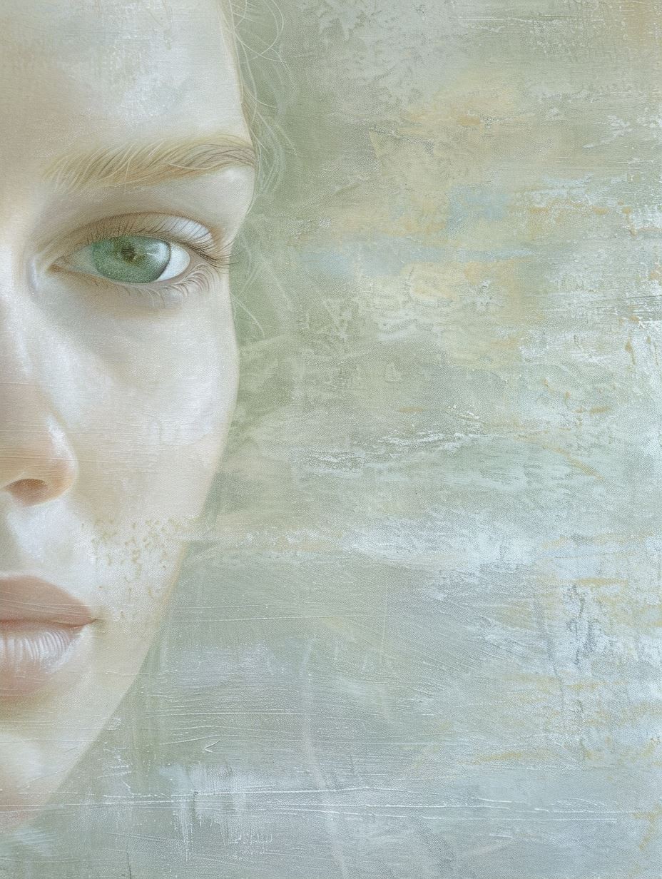 Ethereal Gaze in Textured Mist - Image 2