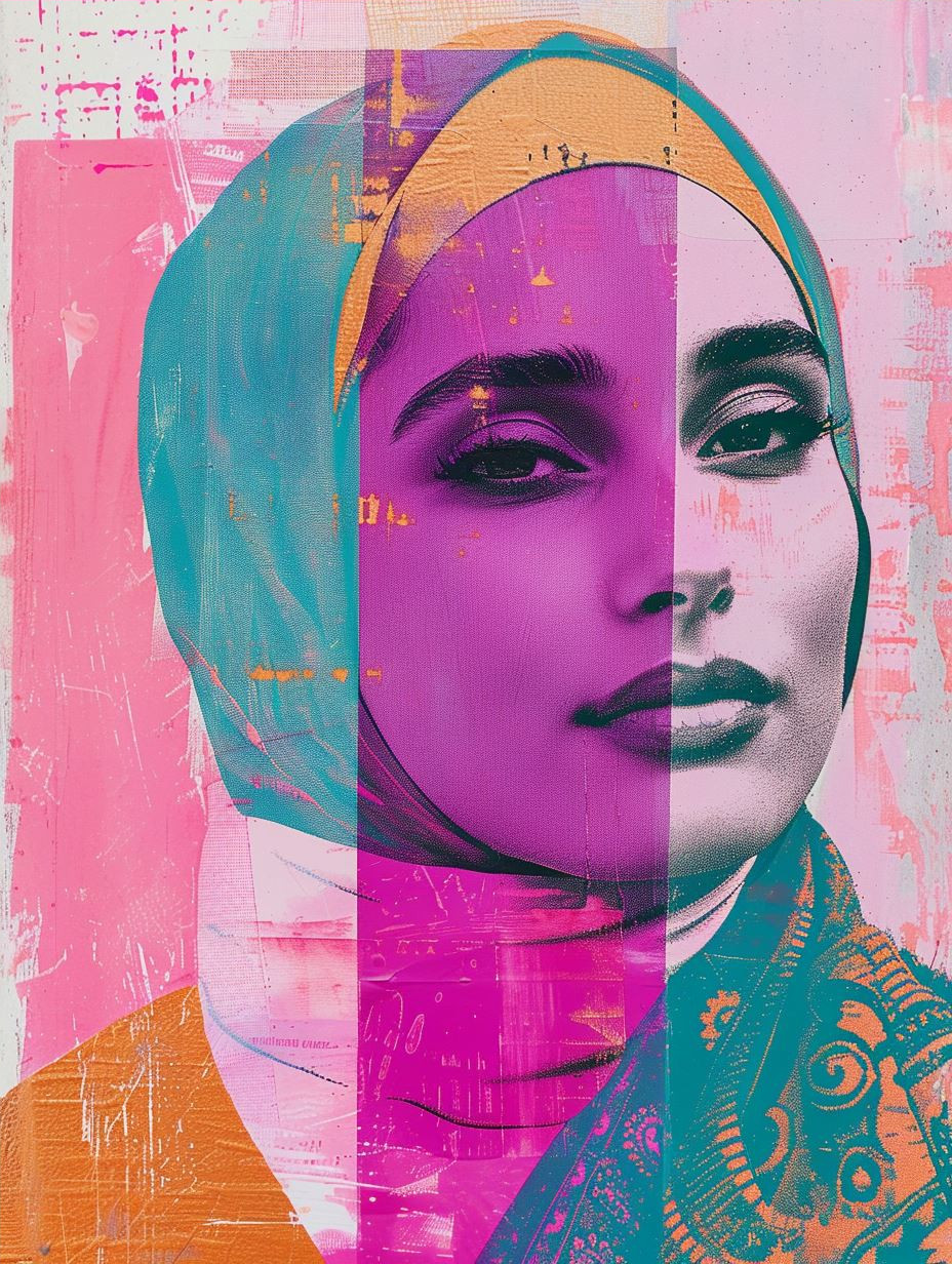 Neon Dreams Mixed Media Portrait - Image 4