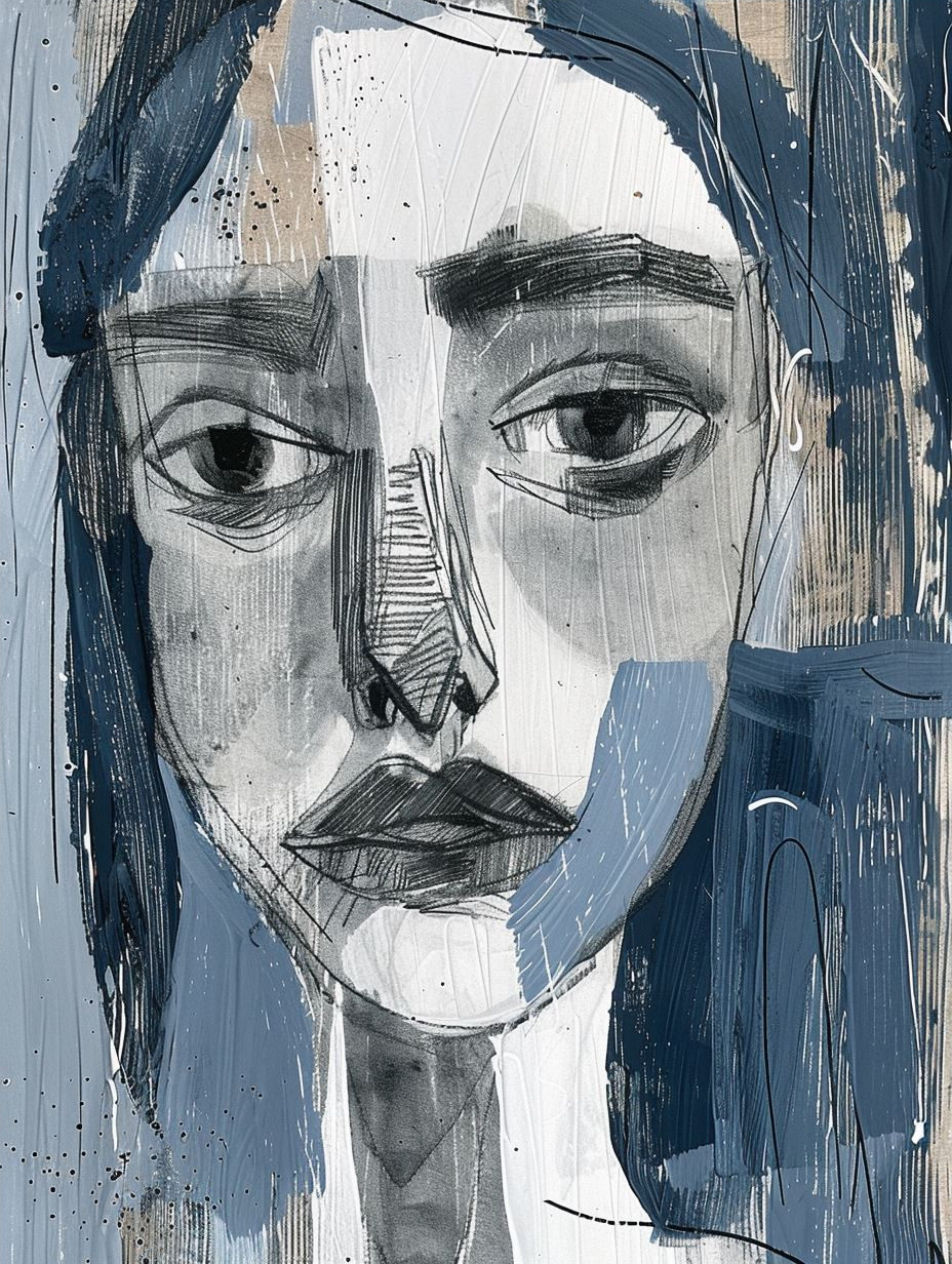 Abstract Blue Fragmented Portrait - Image 4
