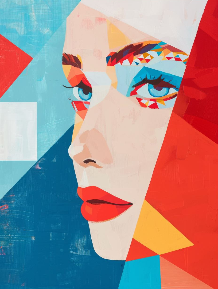 Fragmented Gaze in Primary Hues - Image 3