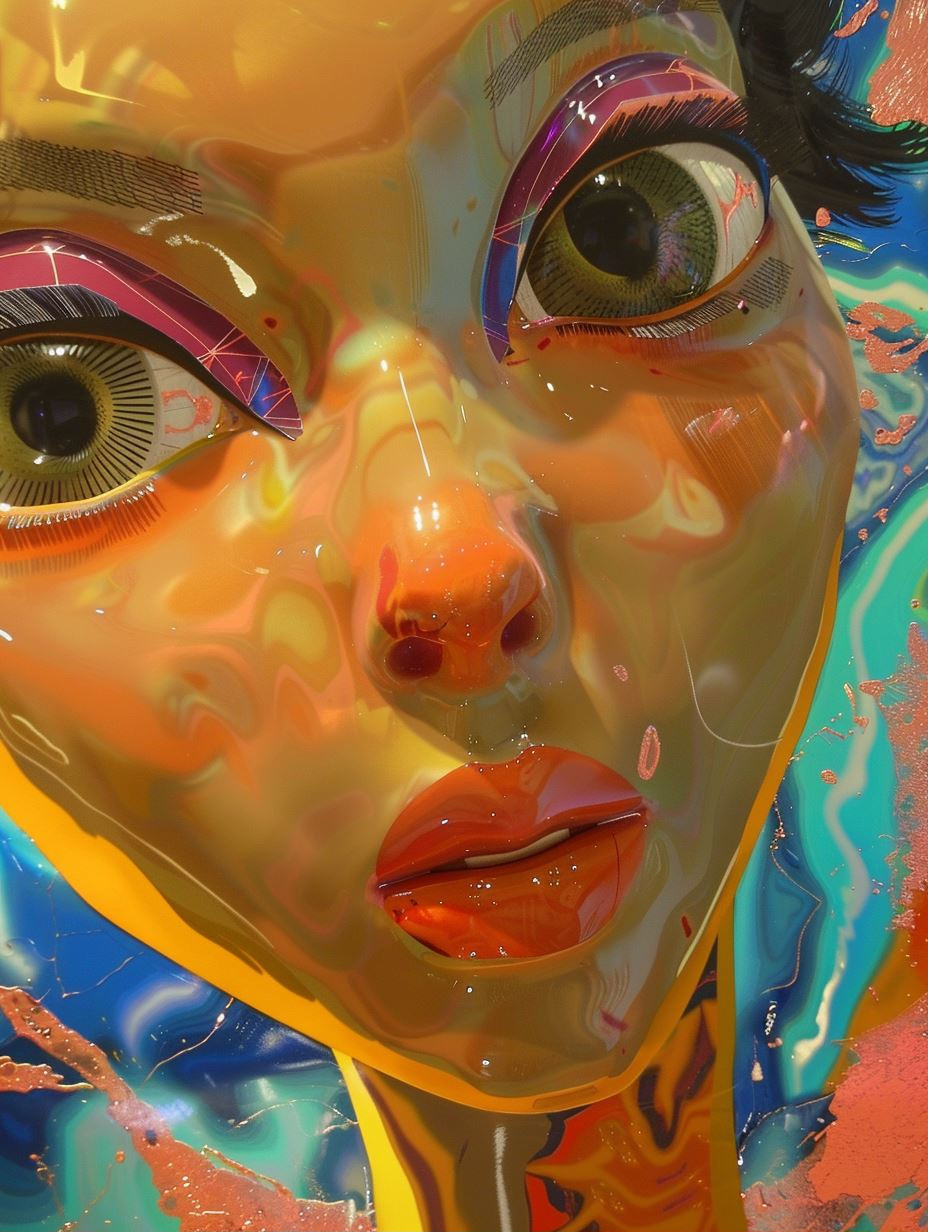 Liquid Neon Surrealist Portrait