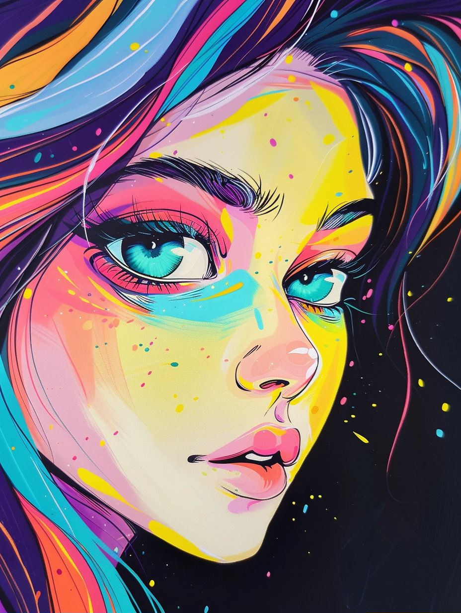 Vibrant Neon Prism Portraits - Image 1