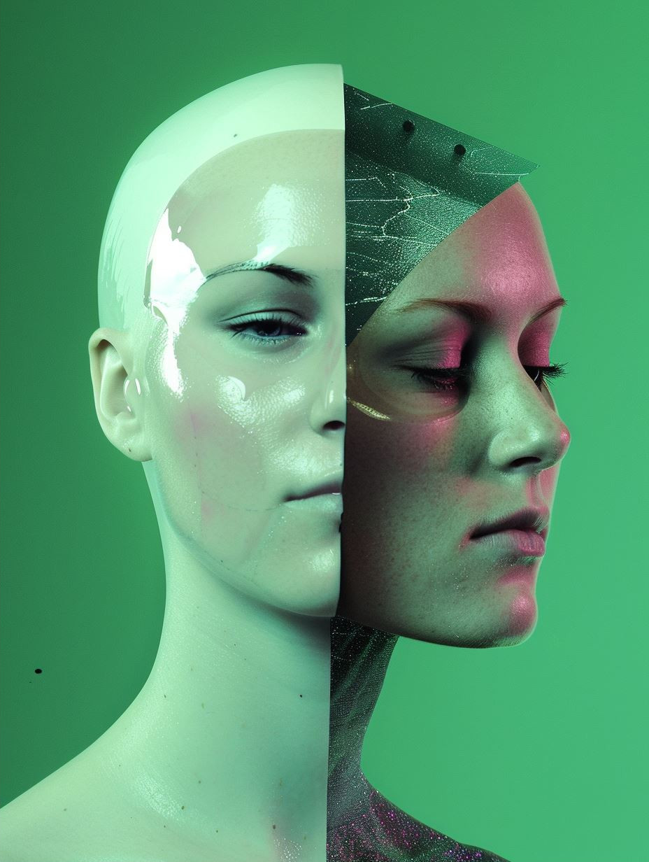 Fragmented Gaze in Mint Tones - Image 2