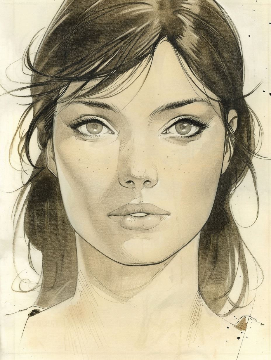 Sepia Ink Portrait Study - Image 1