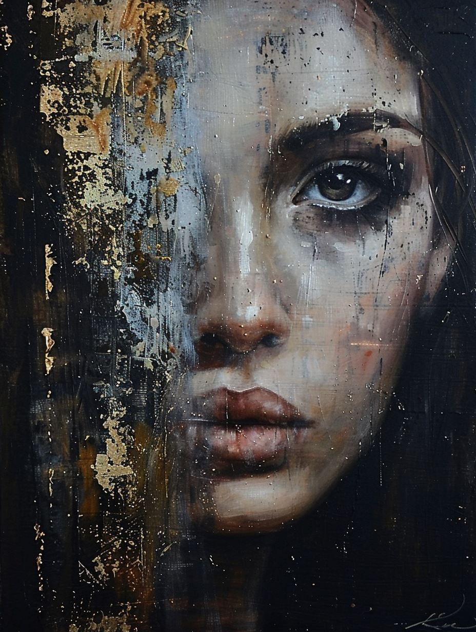 Melancholy Gaze in Gold - Image 2