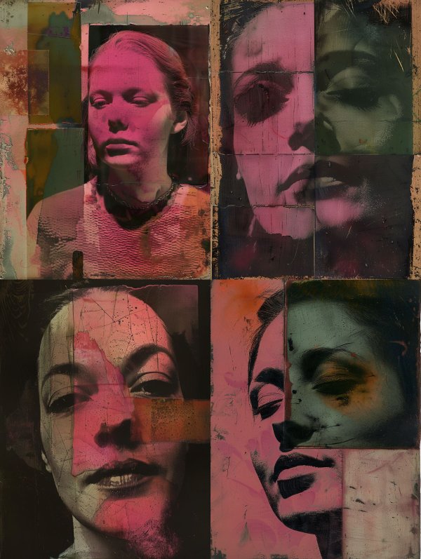 Ethereal Magenta Mixed Media Portrait