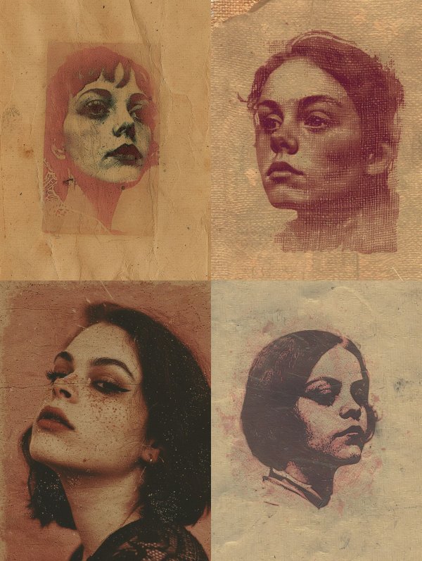 Vintage Portraits in Mixed Media Collage