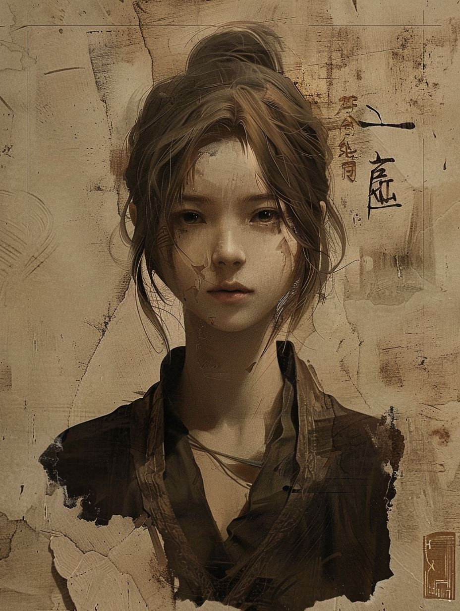 Ancient Ink Portrait Fragments - Image 2