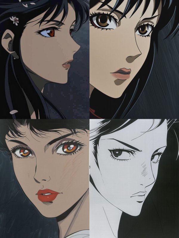 Elegant Noir Anime Portraits