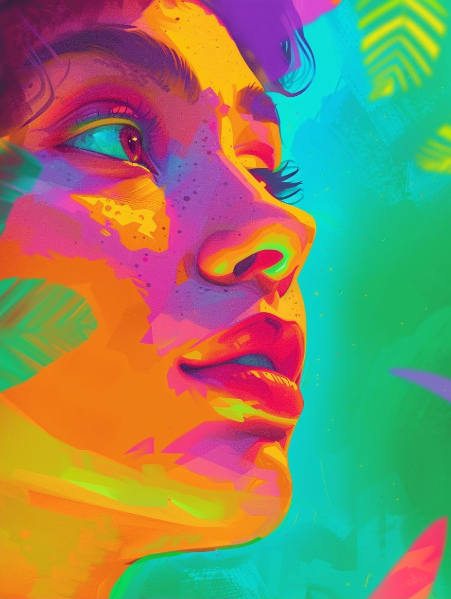 Neon Dreams: A Quad-Panel Portrait - Image 2