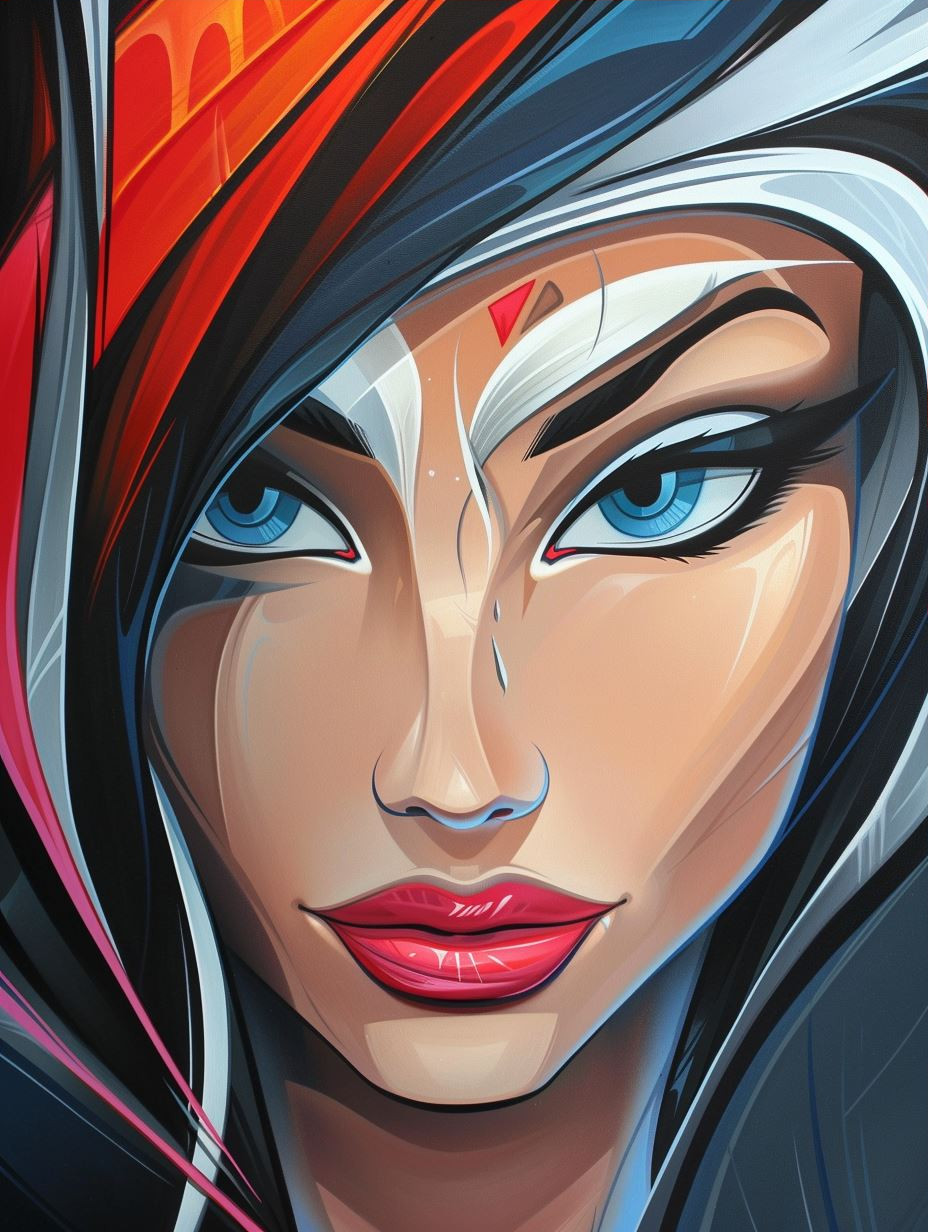 Electric Azure Gaze Portrait - Image 3