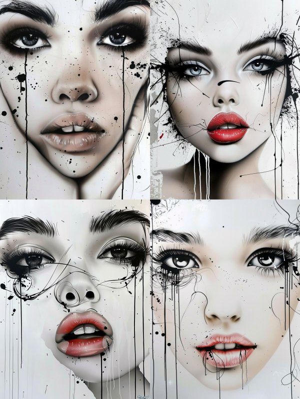 Melancholic Ink Drip Portraits